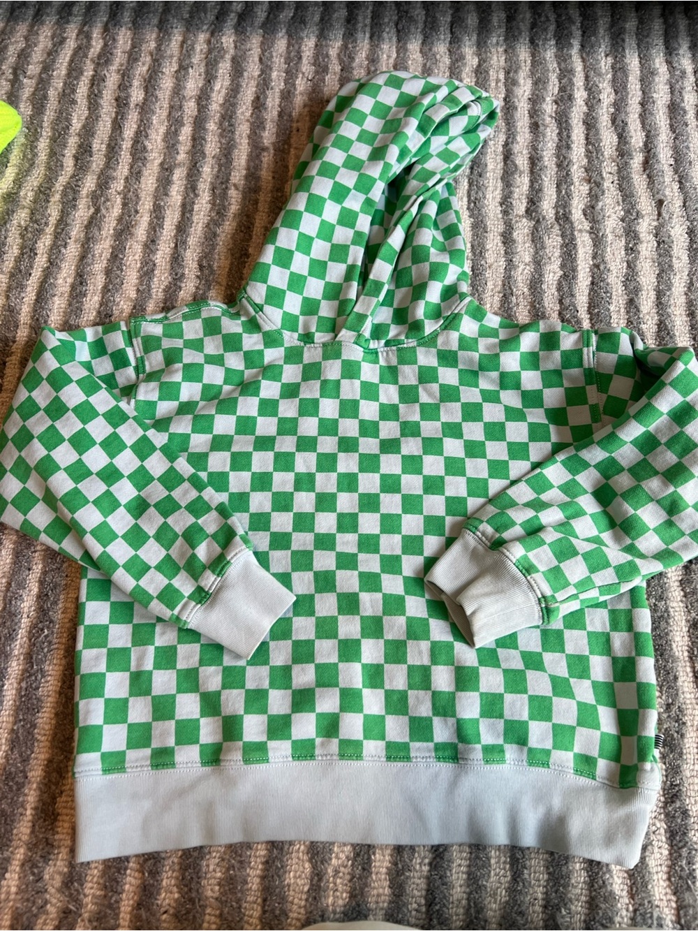 J. Crew Green and White Checkerboard Kids Hoodie